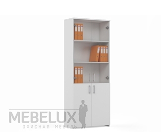 Офисный шкаф высокий со стеклом ХTШ-10 Хайтек Люкс 800х360х1970 мм